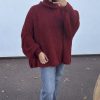 Pull oversize à col montant – douceur et style cocooning bordeaux