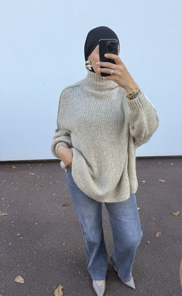 img_6847 Pull oversize à col montant – douceur et style cocooning taupe