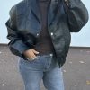Blouson noir oversize effet cuir – allure moderne et urbaine
