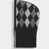 Cagoule tricot à motif argyle – style rétro chic et confort d’hiver Noire