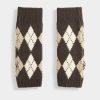 Mitaines en maille à motif losanges – style argyle rétro chic Marron