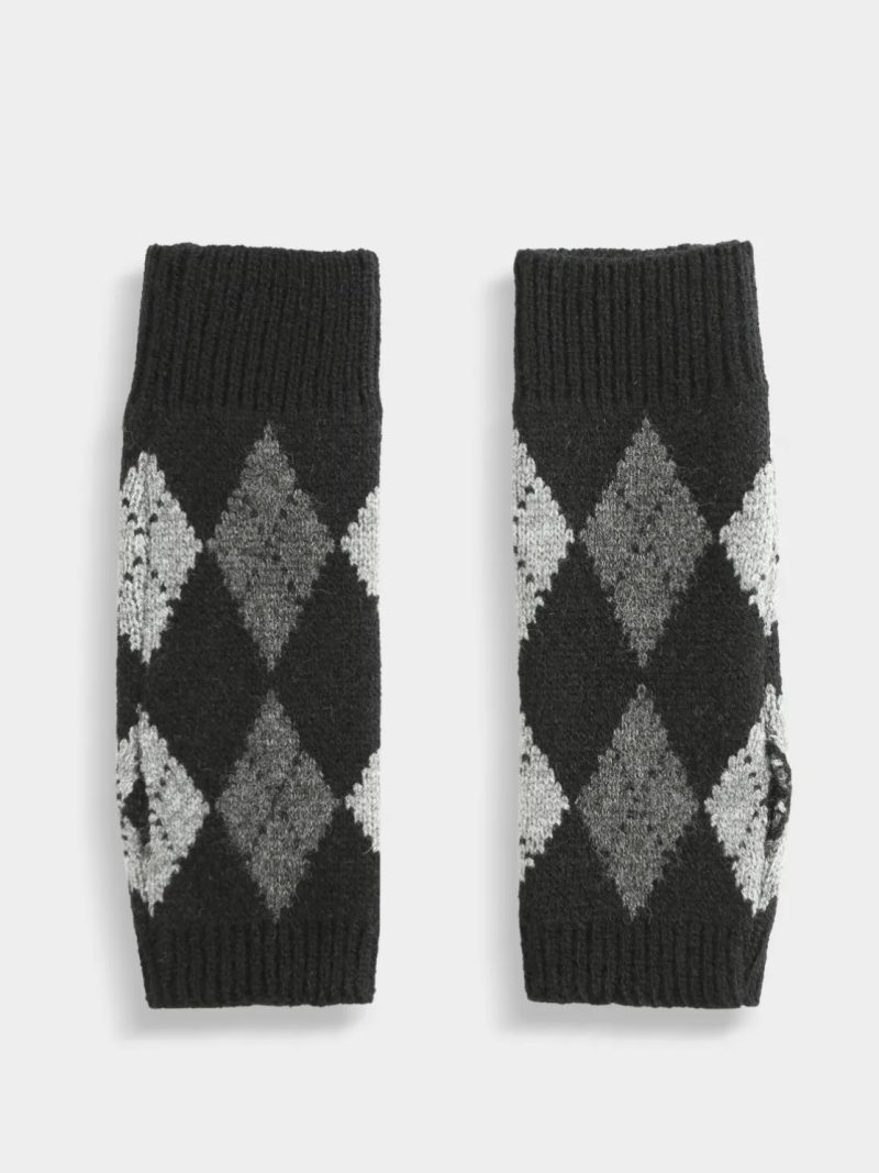 Mitaines en maille à motif losanges – style argyle rétro chic
