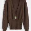 Gilet chocolat à gros bouton doré – Élégance et douceur pour l’automne