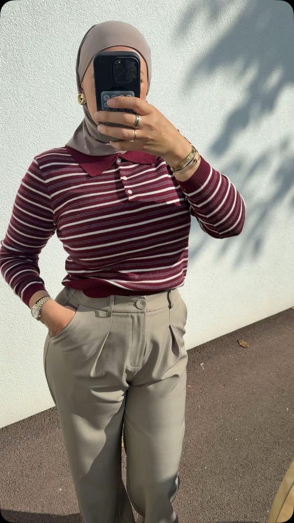 Pull col polo bordeaux