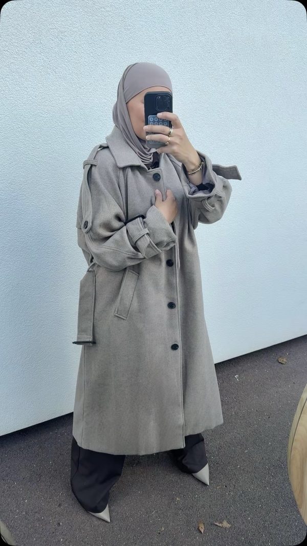 Manteau long taupe