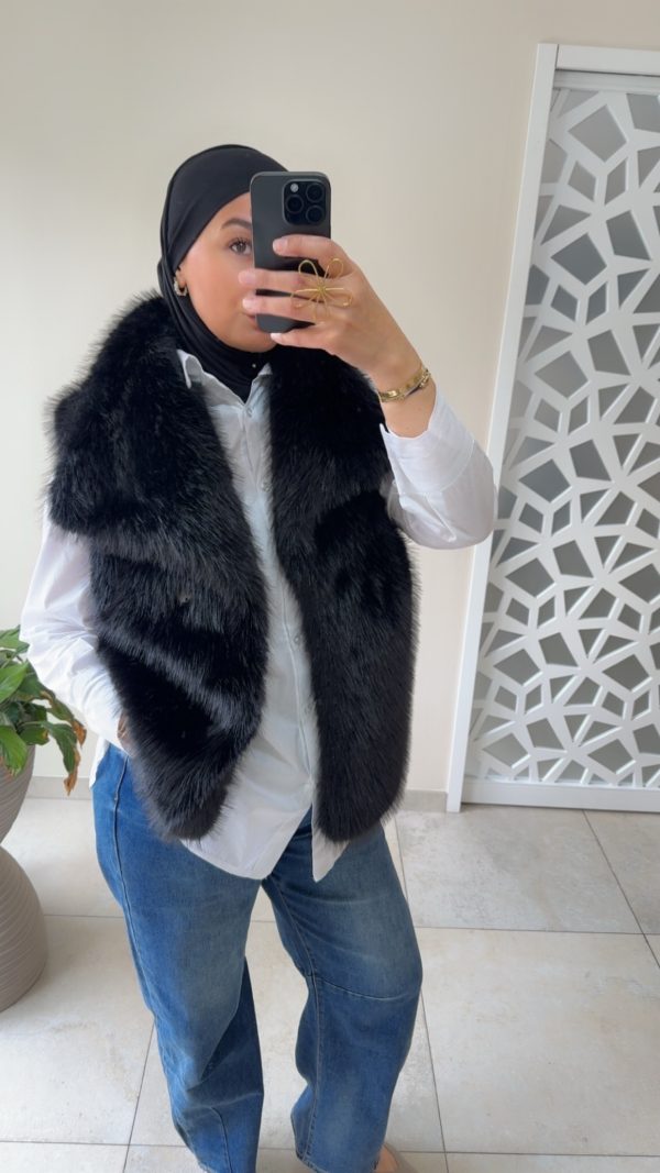 img_7631-2 Gilet sans manches en fausse fourrure noir