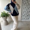PULL MOTIF LOSANGES – MAILLE DOUCE bleu