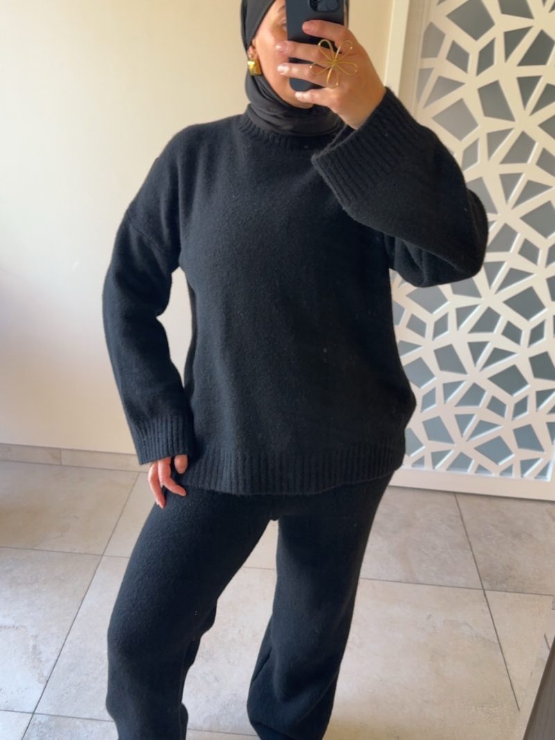 Ensemble Cocooning Dora– Maille Ultra Douce anthracite