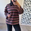 POLO À RAYURES – STYLE CASUAL CHIC & OVERSIZE Noir / Bordeaux