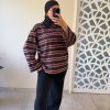 POLO À RAYURES – STYLE CASUAL CHIC & OVERSIZE Noir / Bordeaux