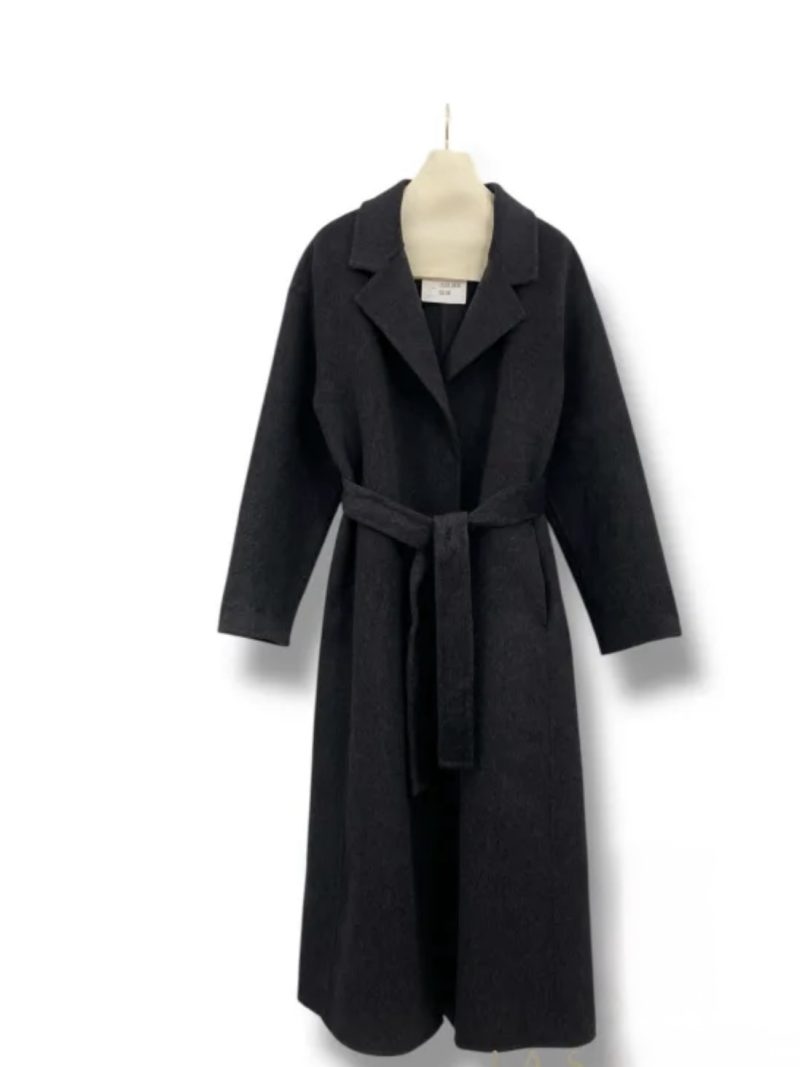 Manteau Long 70% Laine – Coupe Élégante & Pressions Invisibles anthracite