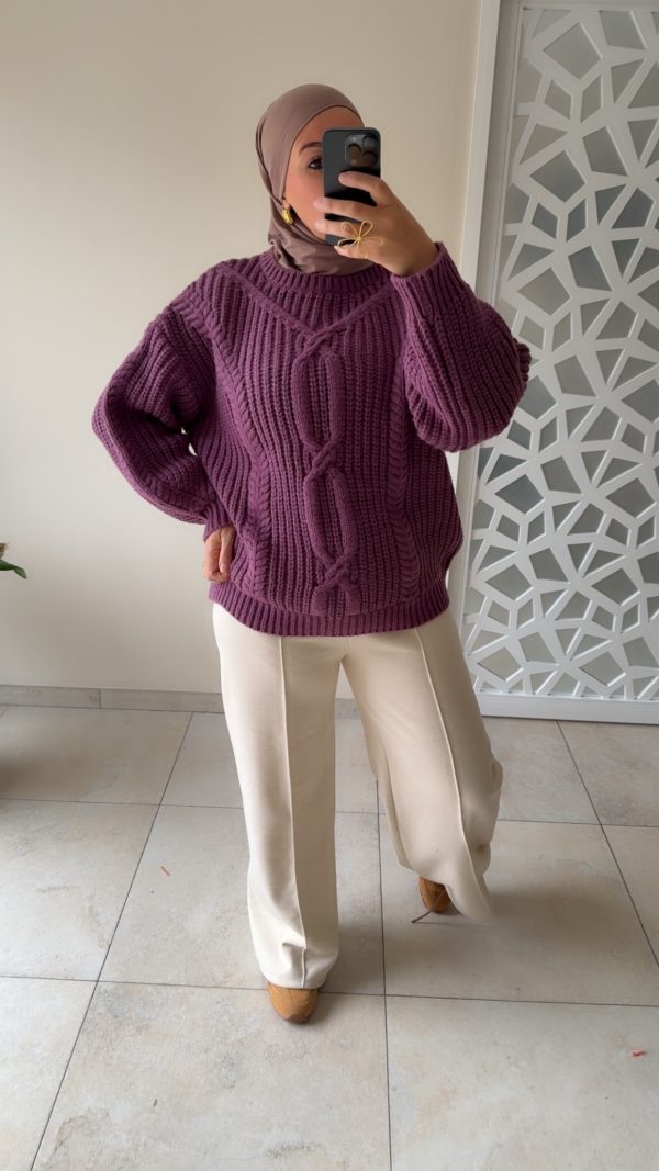 img_8484 Copie Pull épais torsadé – Coupe oversize & maille chaude Prune