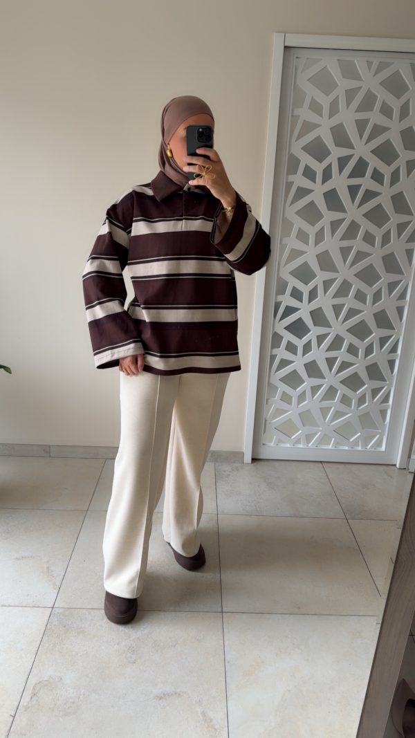 img_8499 POLO À RAYURES – STYLE CASUAL CHIC & OVERSIZE Chocolat /Crème