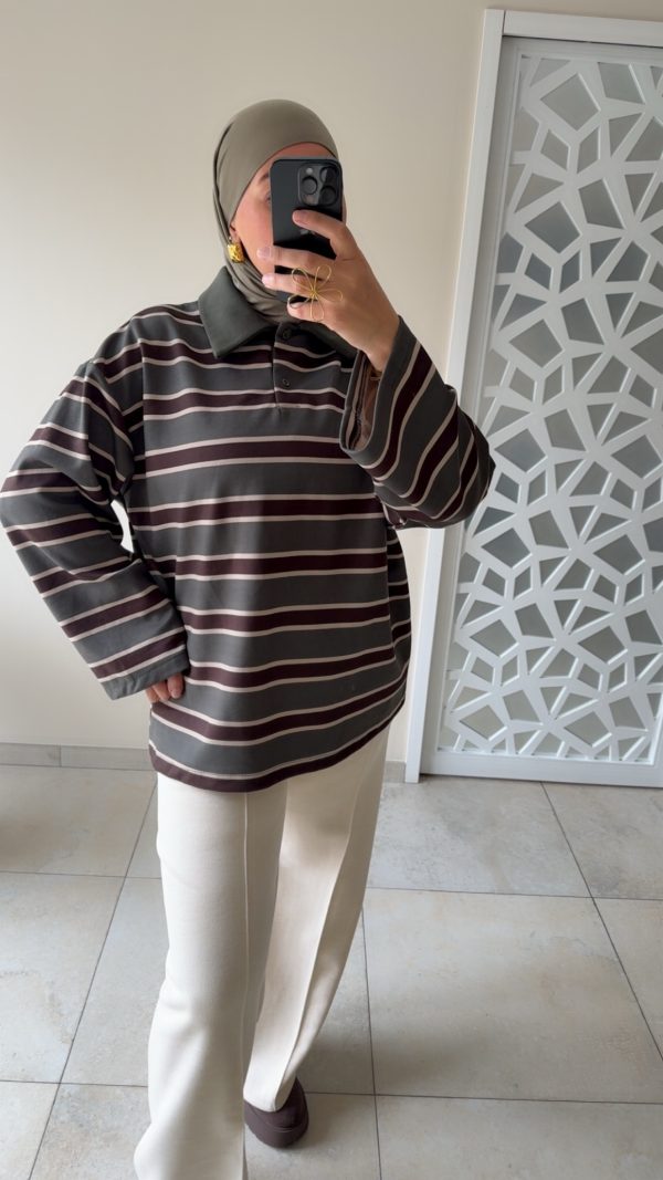 img_8503 POLO À RAYURES – STYLE CASUAL CHIC & OVERSIZE Vert / Chocolat