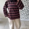 POLO À RAYURES – STYLE CASUAL CHIC & OVERSIZE Noir / Bordeaux