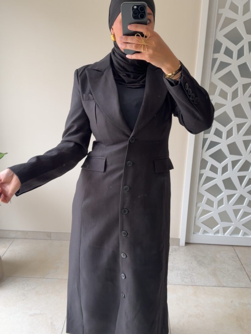 Manteau long structuré – Coupe élégante et moderne noir