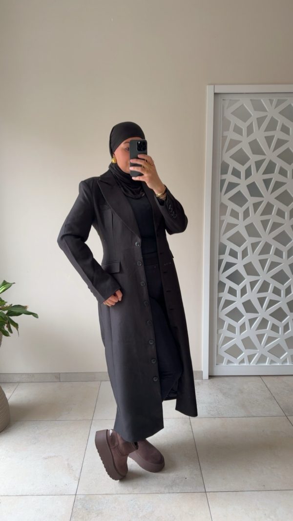 Manteau long structuré – Coupe élégante et moderne noir